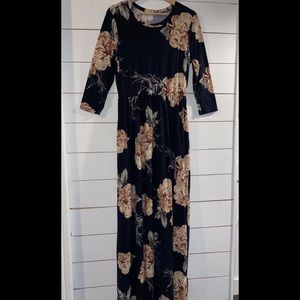 Navy Blue Floral Boutique Maxi Dress